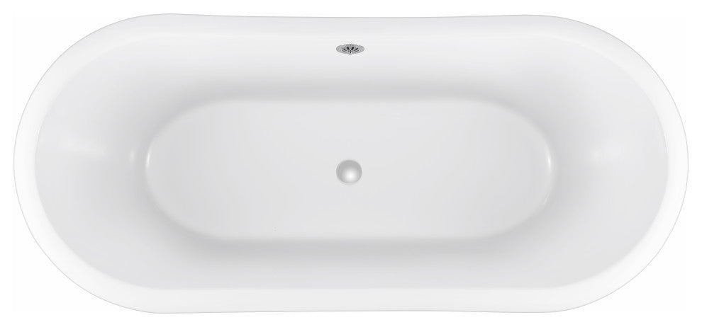 67 in Acrylic Freestanding Bathtub With Clawfoot, Contemporary Soaking Tub, White