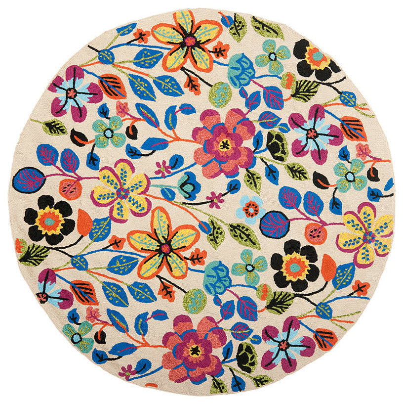 Safavieh Four Seasons Frs427A Floral Outdoor Rug, Ivory/Multi, 2'6"x4'0"