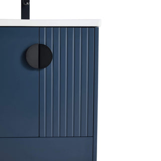 Venezian Single Bathroom Vanity, Navy Blue, 24", Black Handles, One Sink