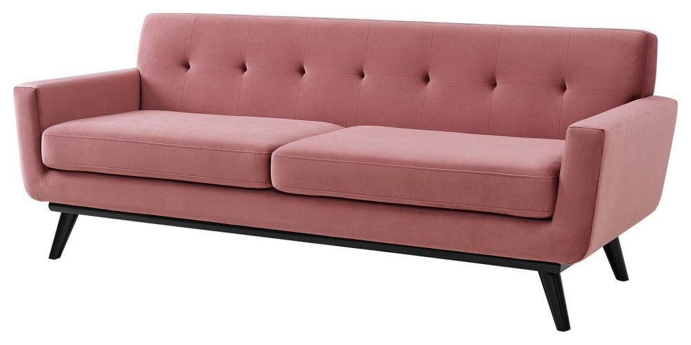 Sofa, Pink, Velvet, Modern, Mid Century Living Hotel Lounge Cafe Lobby
