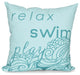 18"x18" Mellow Mantra, Word Print Pillow, Aqua