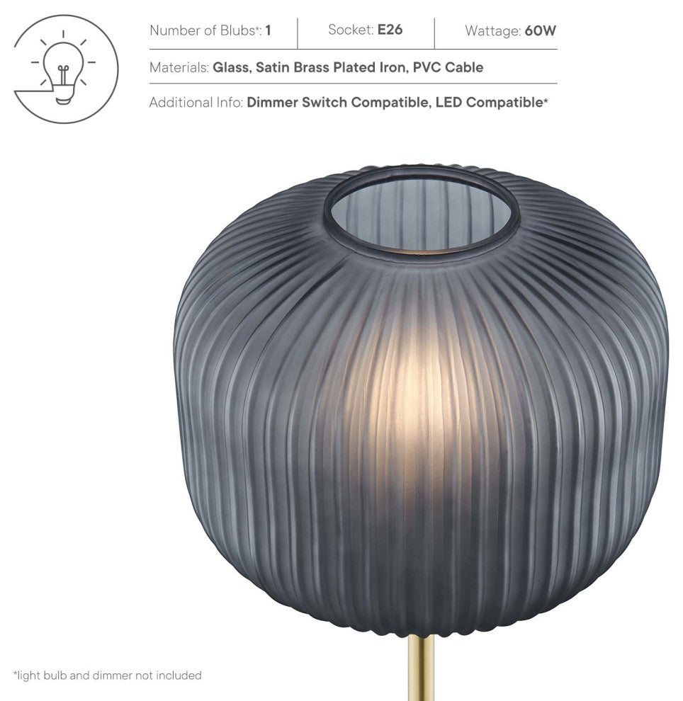Floor Lamp Light, Gold, Glass, Modern, Mid Century Cafe Bistro Hospitality