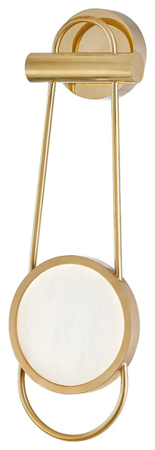 Valeri  Light Wall Sconce, Aged Brass Finish, Off White Alabaster Shade