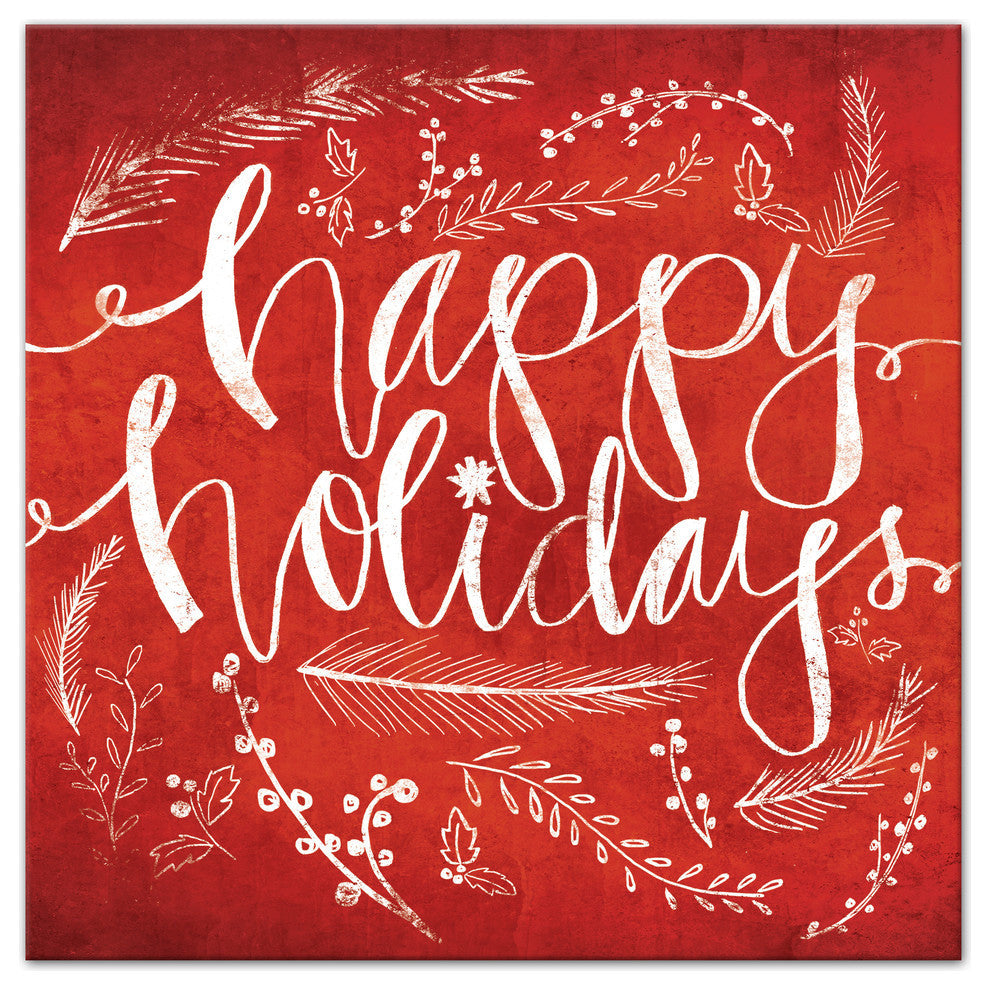 Red Happy Holidays Canvas Wall Art, 36"x36"