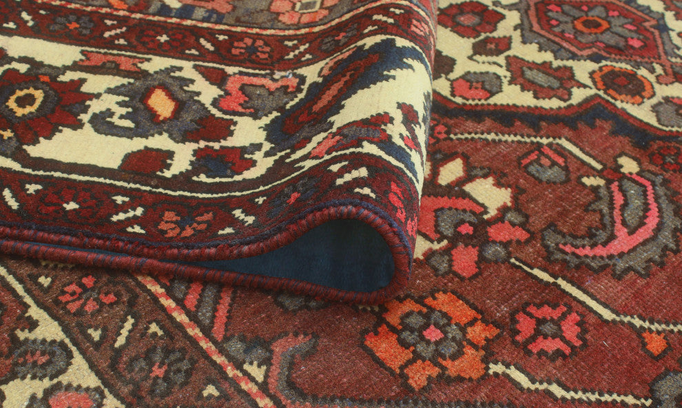Fine Vintage Distressed Batula Burgundy/Ivory Rug, 6'9x10'4
