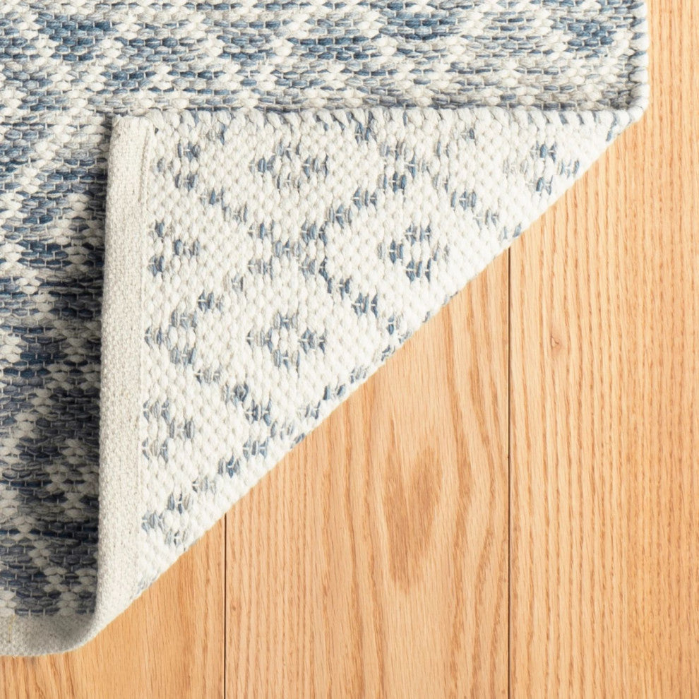 Dash & Albert Melange Diamond Blue Handwoven Cotton Rug, Blue, 4' x 6'