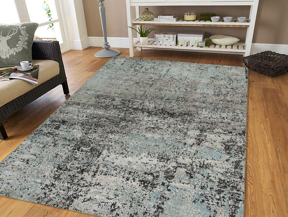 Mystique Linden Area Rug, Gray and Blue, 8' x 10', Abstract