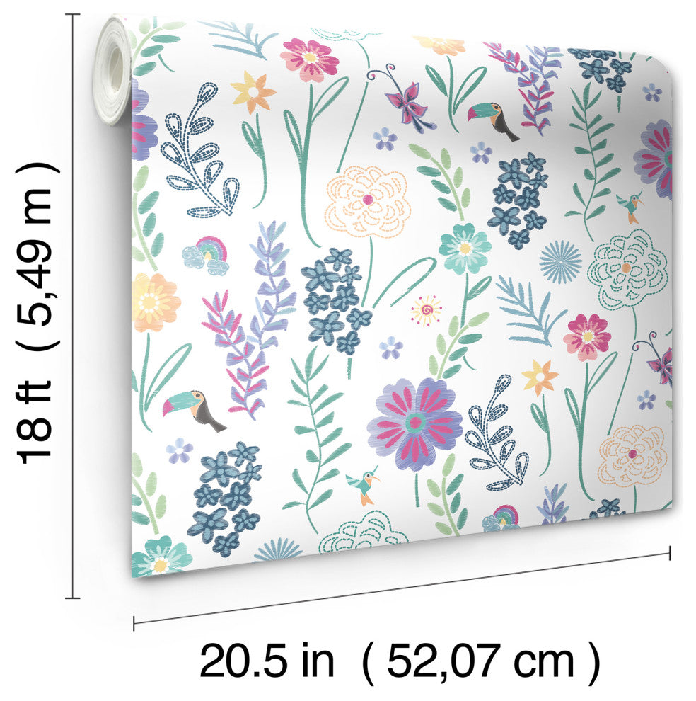 Disney Encanto White Embroidery Floral Peel and Stick Wallpaper