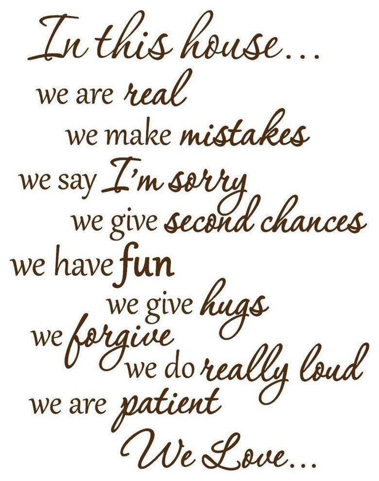 In This House We Do Wall Decals Family Rules Quotes, Brown