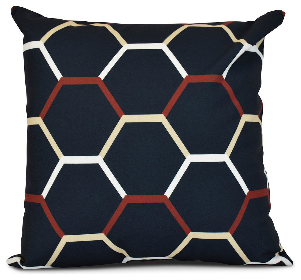Cool Shades, Geometric Print Pillow, Navy Blue, 16"x16"