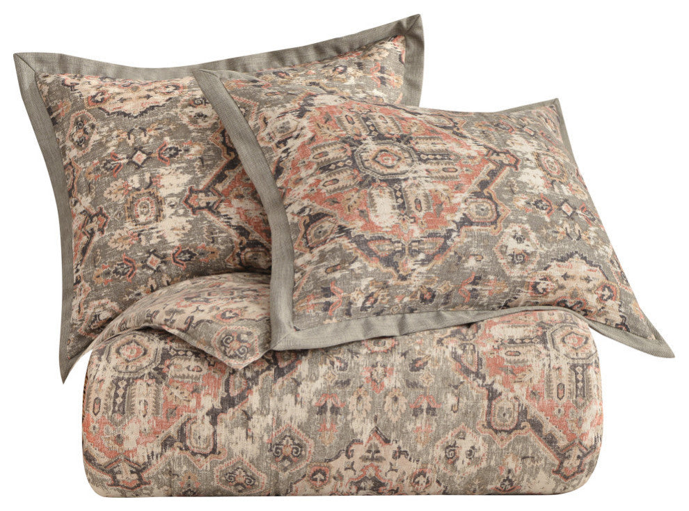 3-Piece Carmen Vintage Kilim Comforter Set, Super Queen