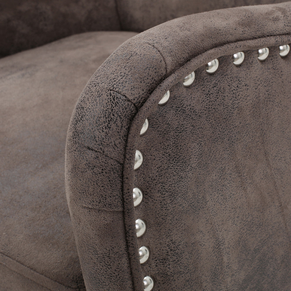 Lorenzo Contemporary Wingback Club Chair With Nailhead Trim, Gray Brown