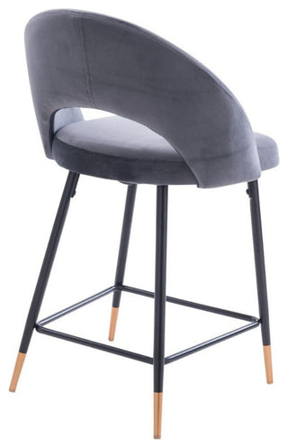 Velvet 24" Counter Stool, Set of 2, Gray