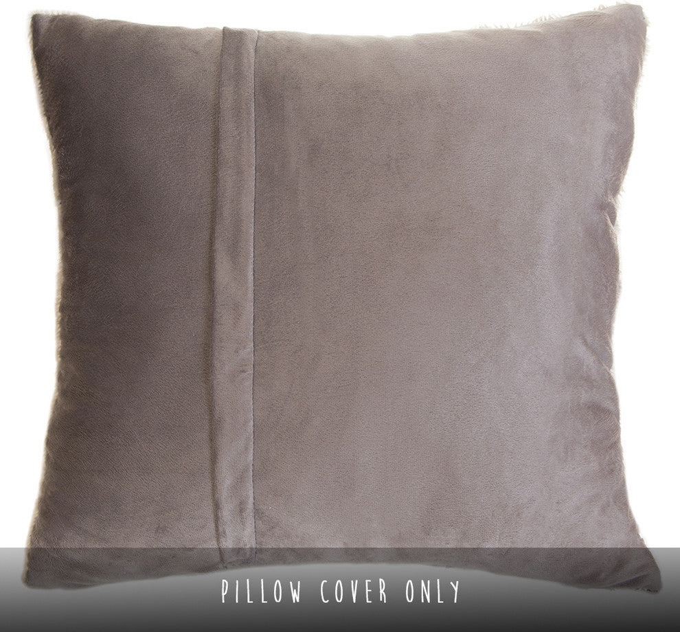Faux Fur Throw Pillow 18"X18" (Cover Only), Modern Grey Plush Rabbit