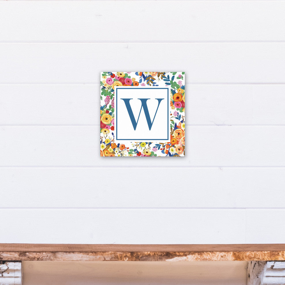 Wildflower Monogram - W 12x12 Canvas Wall Art