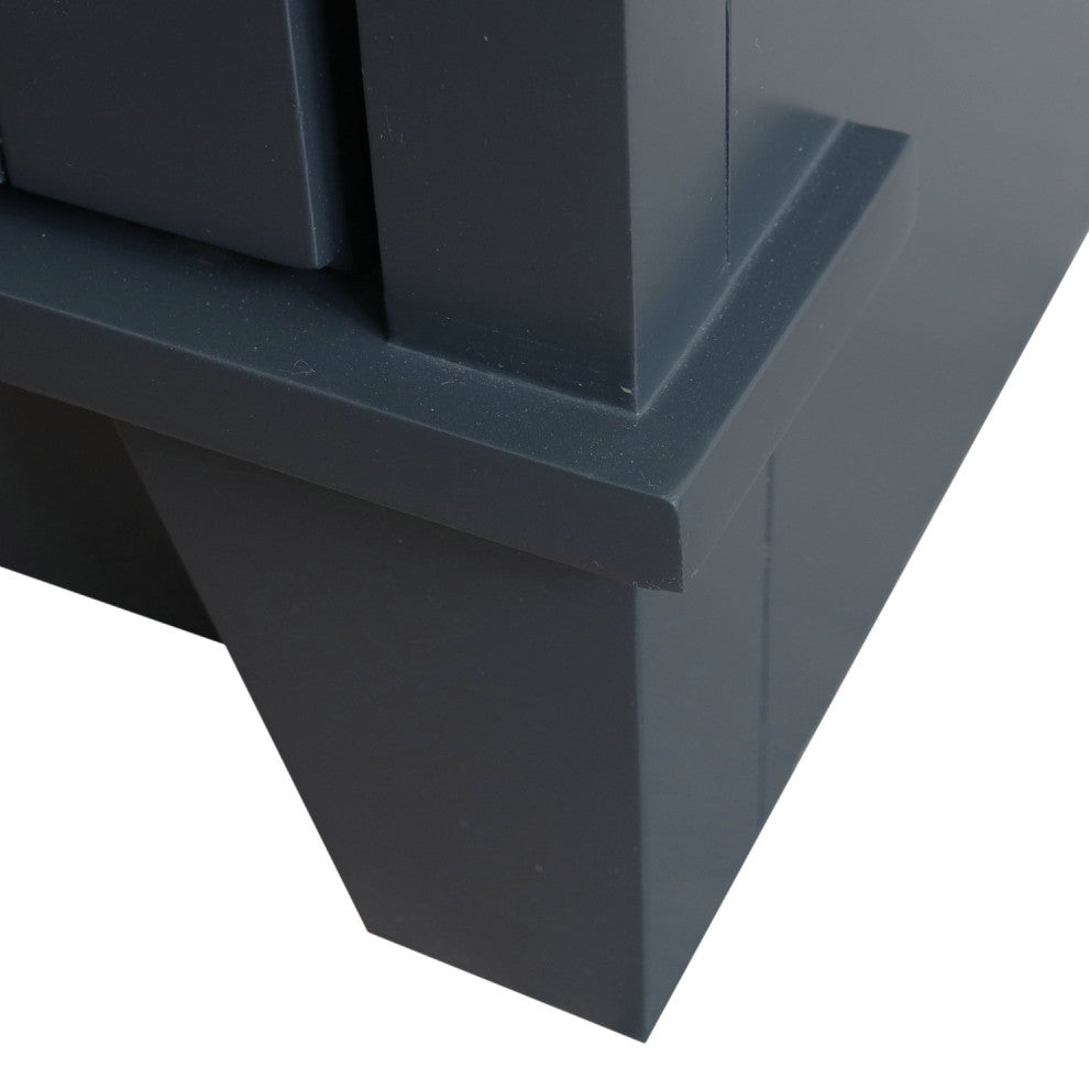 37" Single Sink Vanity, Dark Gray Finish With White Engineered Stone Top