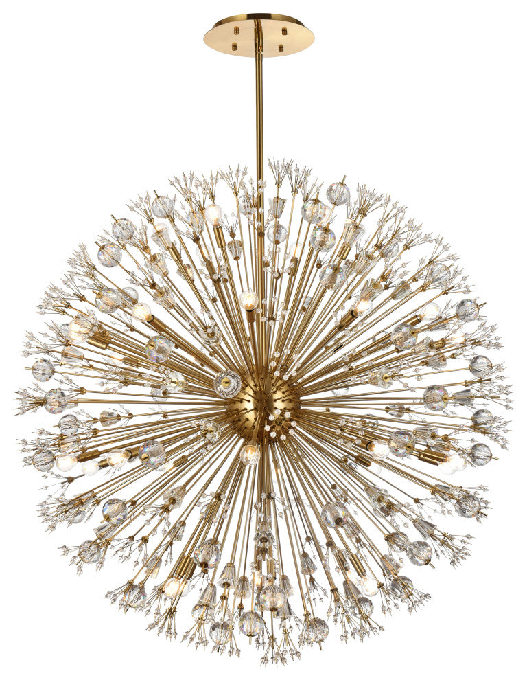 Victor 50" Crystal Starburst Round Pendant, Gold