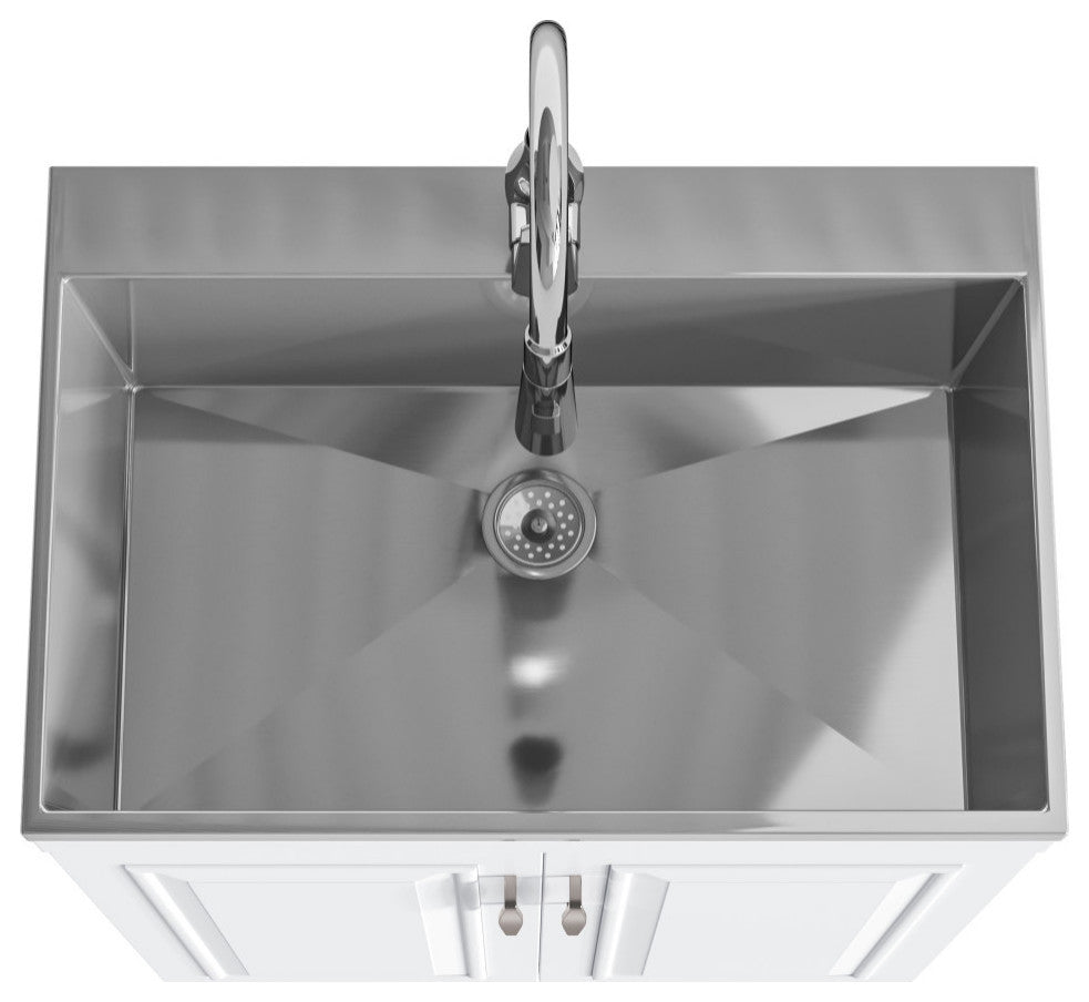 Darwin 28-inch Utility Sink & Cabinet in Pure White