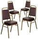 4 Pack Dining Chair, Padded Seat & Trapezoid Back, Brown Vinyl/Gold