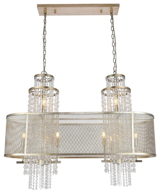 Elegant 1540G45ASL Legacy 10-Light Antique Silver Leaf Chandelier Clear
