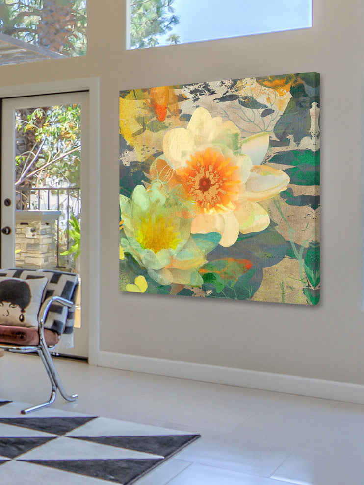 "Lilies Under a Bridge" Painting Print on Wrapped Canvas