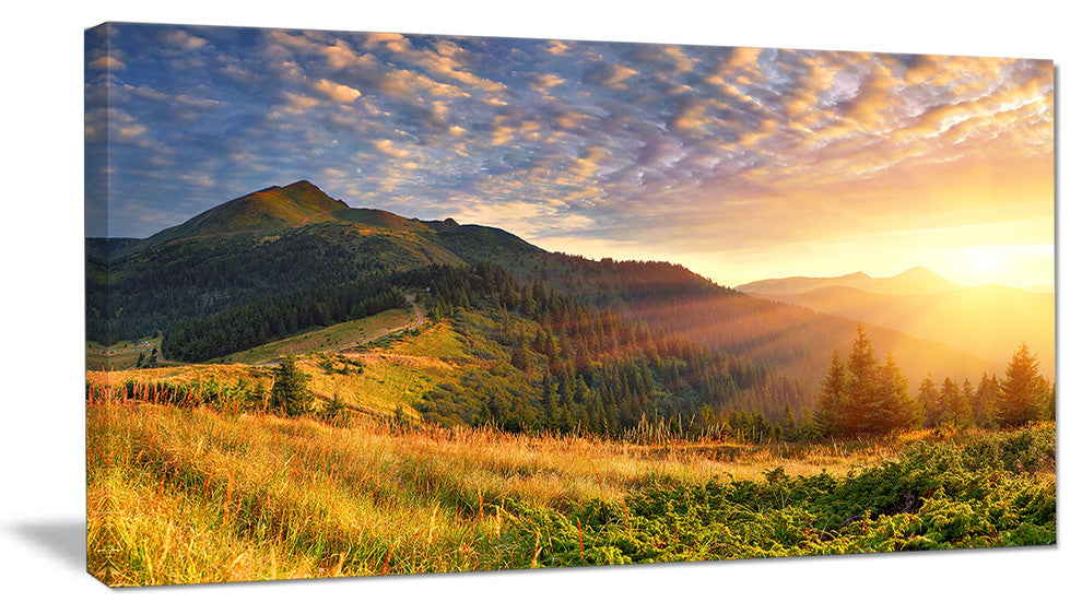 "Summer Sunrise Under Thick Clouds" Landscape Canvas Photo Print, 32"x16"