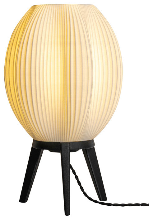 Wavy 16.5" Plant-Base PLA Dimmable LED Table Lamp, White/Black