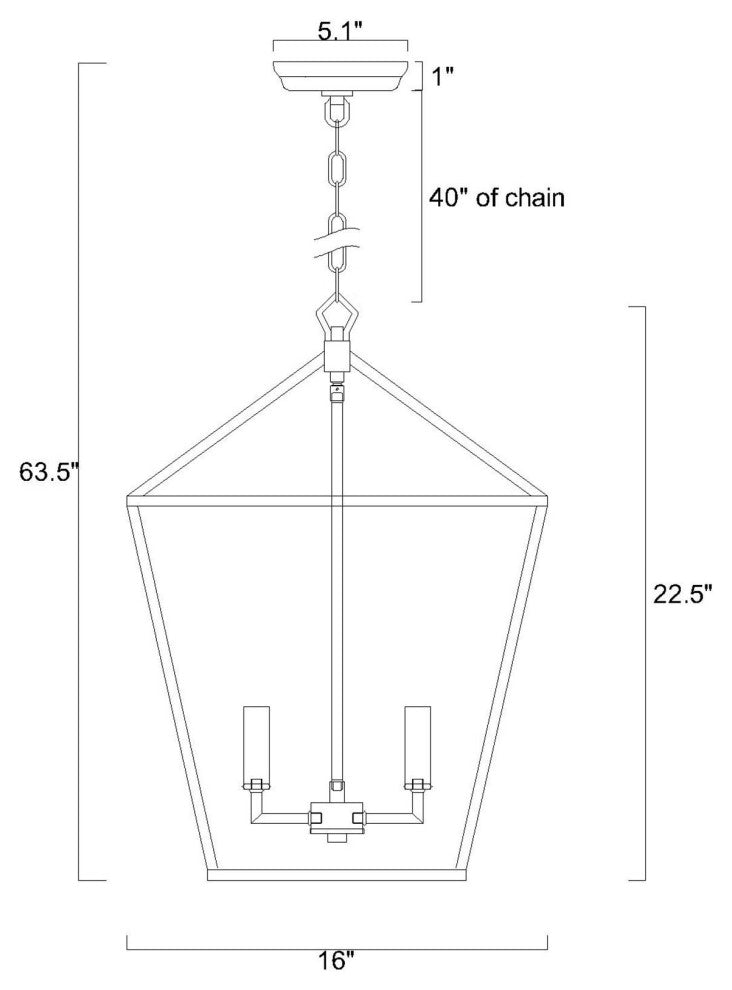 4-Light Oil Rubbed Bronze Lantern Cage Pendant Chandelier