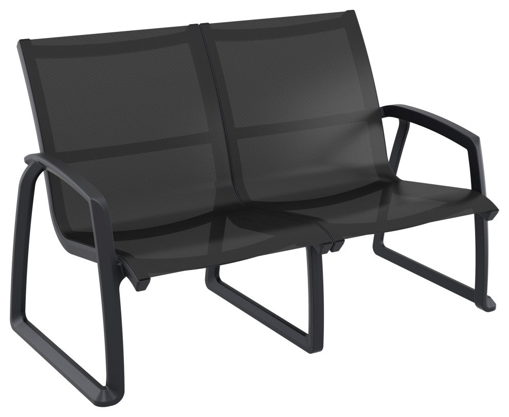 Pacific 4 piece Lounge Set With Arms Frame Sling, Black