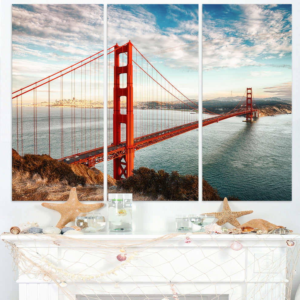 "Golden Gate Bridge in San Francisco" Metal Wall Art, 3 Panels, 36"x28"