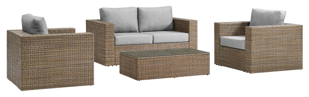 Convene Outdoor Patio Outdoor Patio 4-Piece Furniture Set, Cappuccino Gray