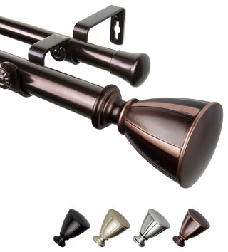 Maja 1" Double Curtain Rod, Bronze, 66-120"