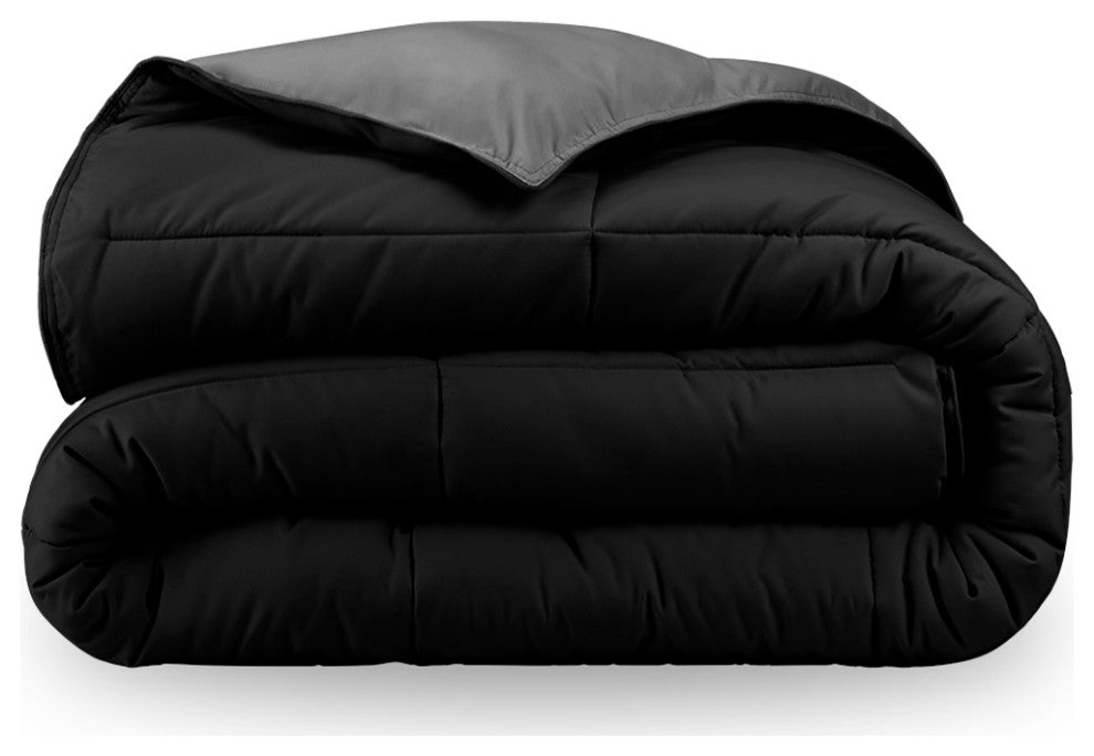 Bare Home Reversible Bed-in-a-Bag, Black/Gray, Black, King