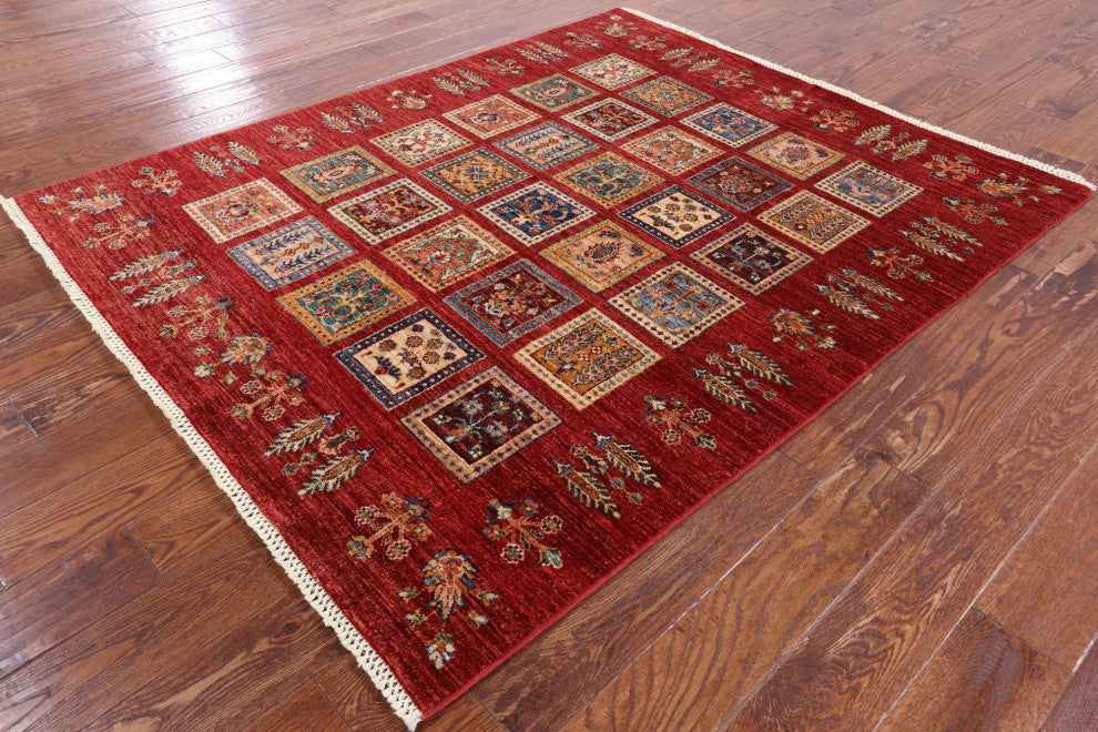 Hand-Knotted Tribal Persian Gabbeh Rug 5' 1" X 6' 1" Q4943