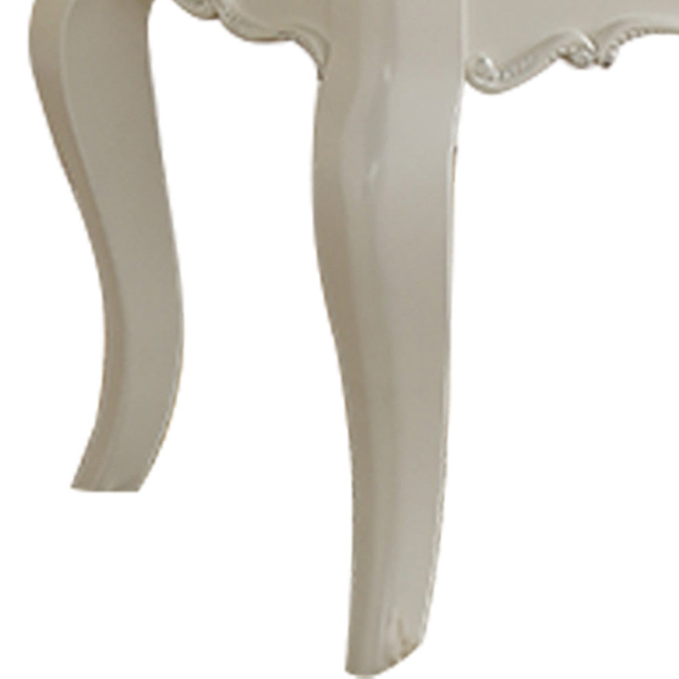 Edalene Vanity Stool, Pearl White
