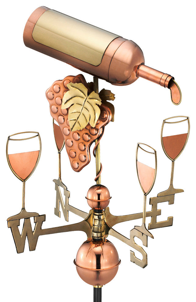Wine Bottle Weathervane, Pure Copper