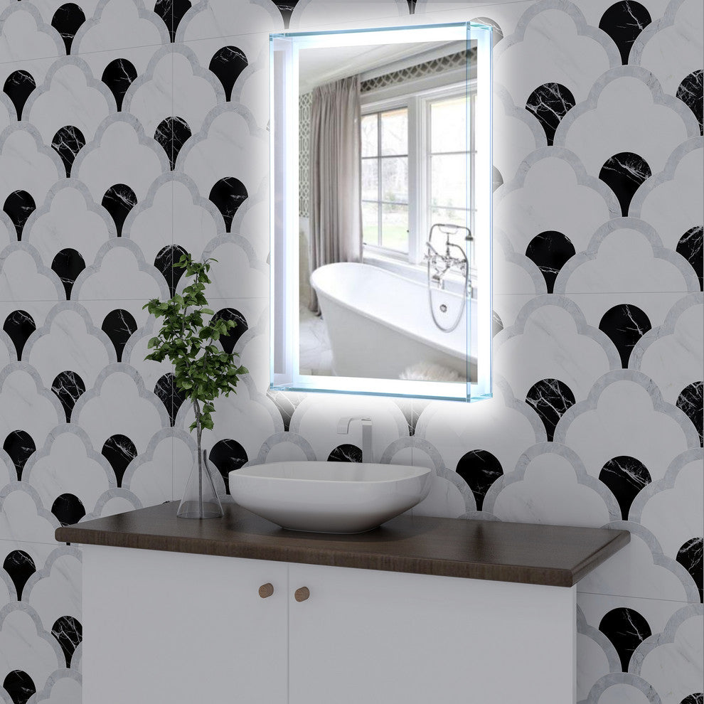 Vanity Art LED Lighted Bathroom Mirror With Touch Sensor and Glass Cabinet