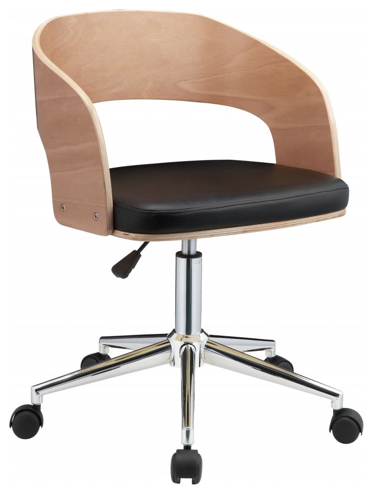 HomeRoots Mod Rolling Black Faux Leather Office Desk Chair