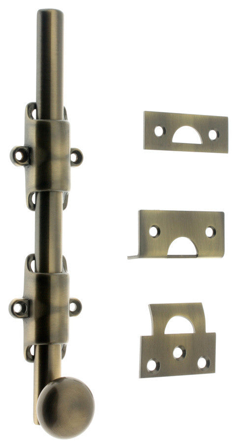 Genuine Solid Brass 8" Heavy Duty Surface Bolt, Antique Brass