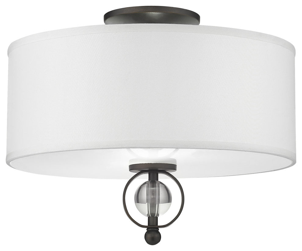Cerchi Flush Mount, Rubbed Bronze, Opal Satin Shade