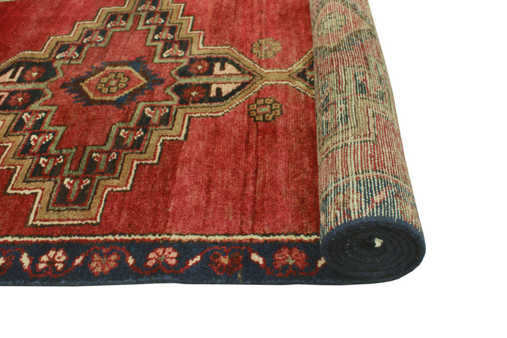 Fine Vintage Distressed Adiy Red/Navy Runner, 2'7 x 12'7