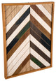 Geometric Distressed Wooden Wall Art, 16"x22", Brown, Beige