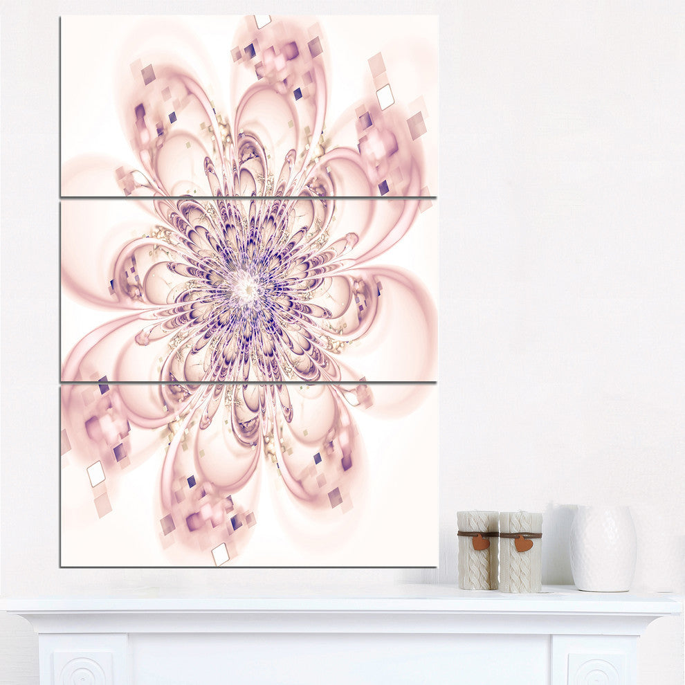 "Full Bloom Fractal Flower in Pink" Metal Wall Art, 3 Panels, 28"x36"