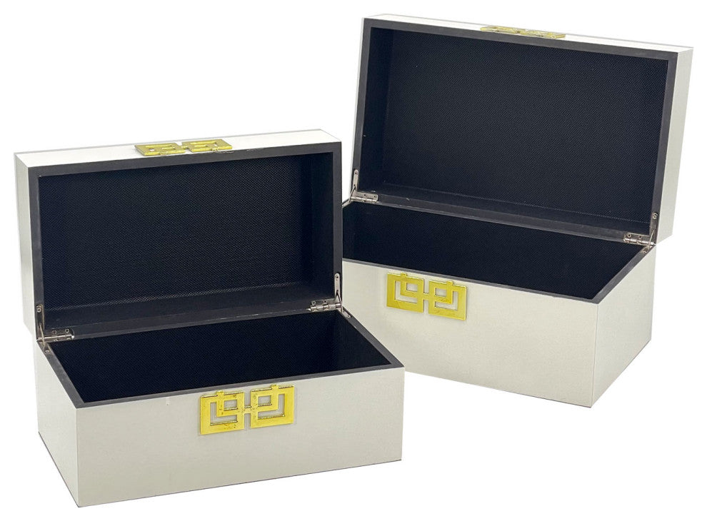 Painting Jewelry Box Set, White With Gold Clasp