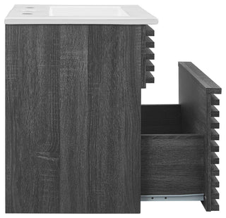 Render 18" Wall-Mount Bathroom Vanity, Charcoal White