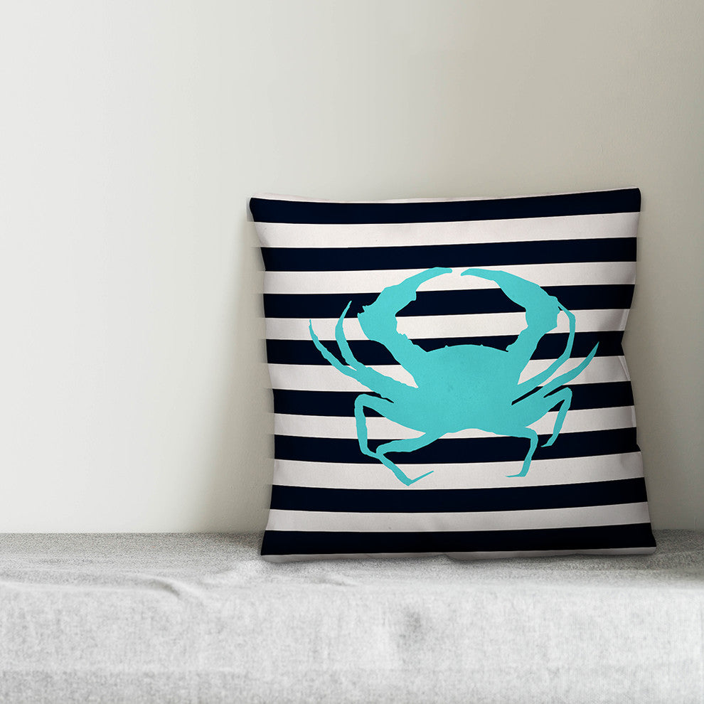 Blue Crab Outdoor Throw Pillow, 18x18