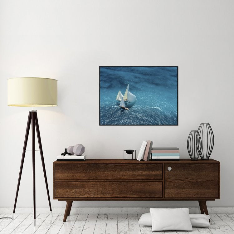 "Croisement Bleu" Framed Canvas Giclee by Marc Pelissier, 41x31"