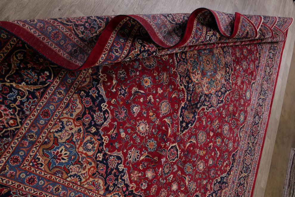 Consigned, Oriental Vintage-Style Handmade Area Rug Persian, Red, 10x13