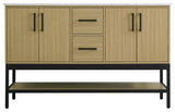 Home Living 54" Double Bathroom Vanity, Honey Brown