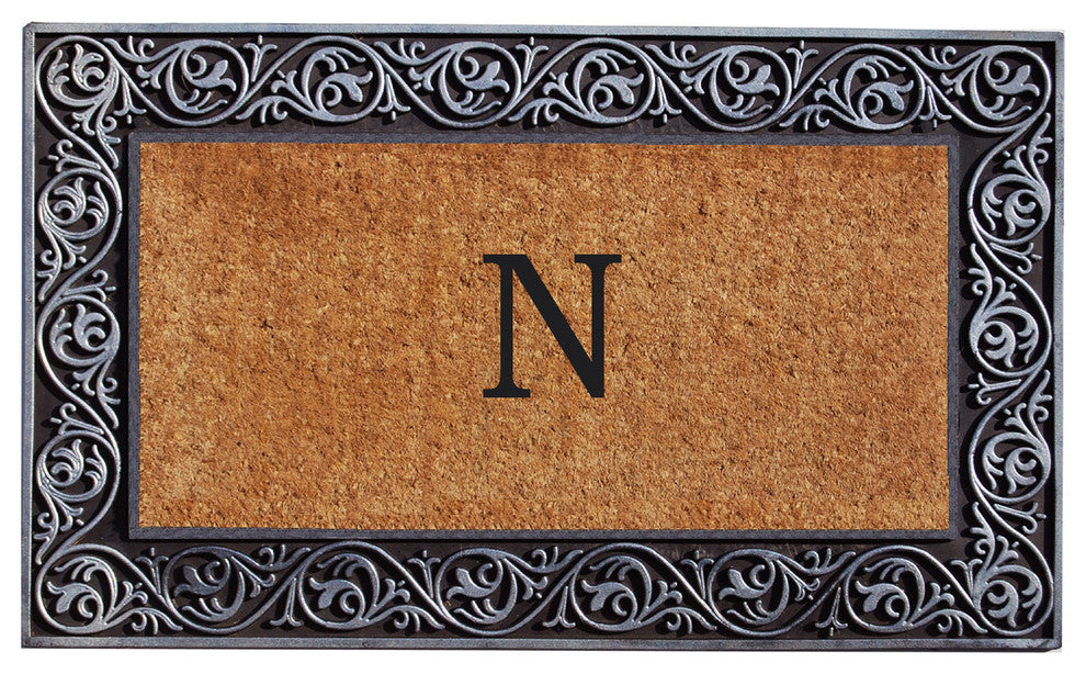 Prestige Silver Monogram Doormat 18"x30", Letter N